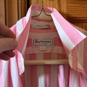 Vintage Burberrys of London Pink Striped Shirt dress shirt (Small)